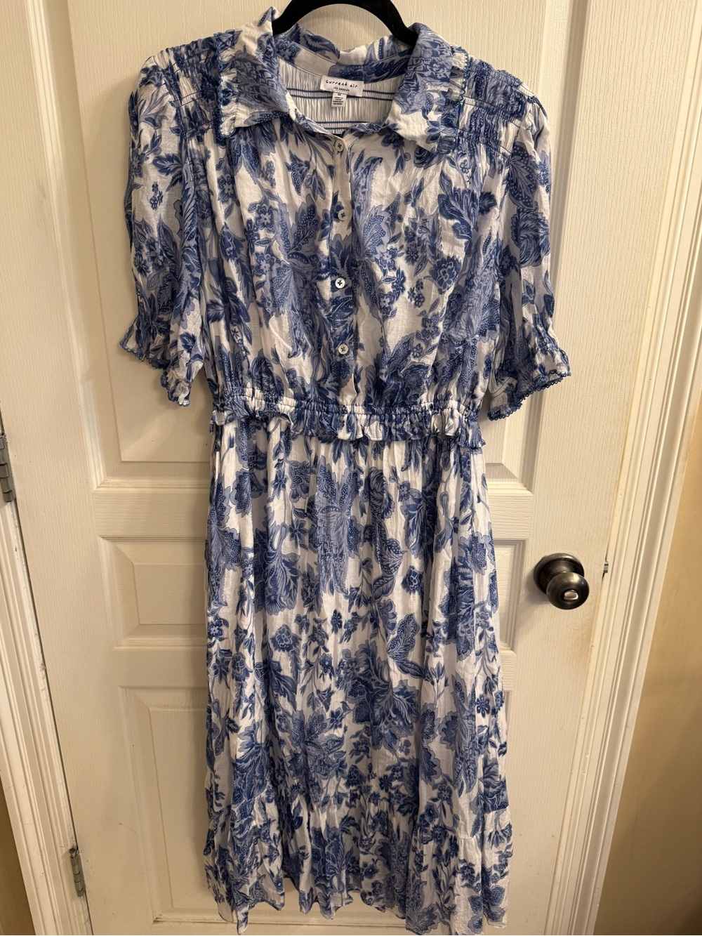 Current Air Coastal Blue Floral Midi Dress - sz M